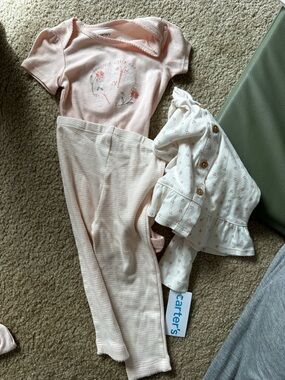 Carter's Peach Floral Baby Set - 3 Pieces